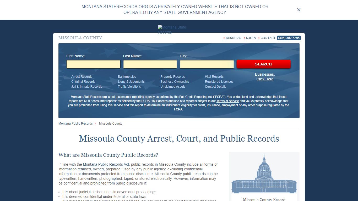 Missoula County Arrest, Court, and Public Records