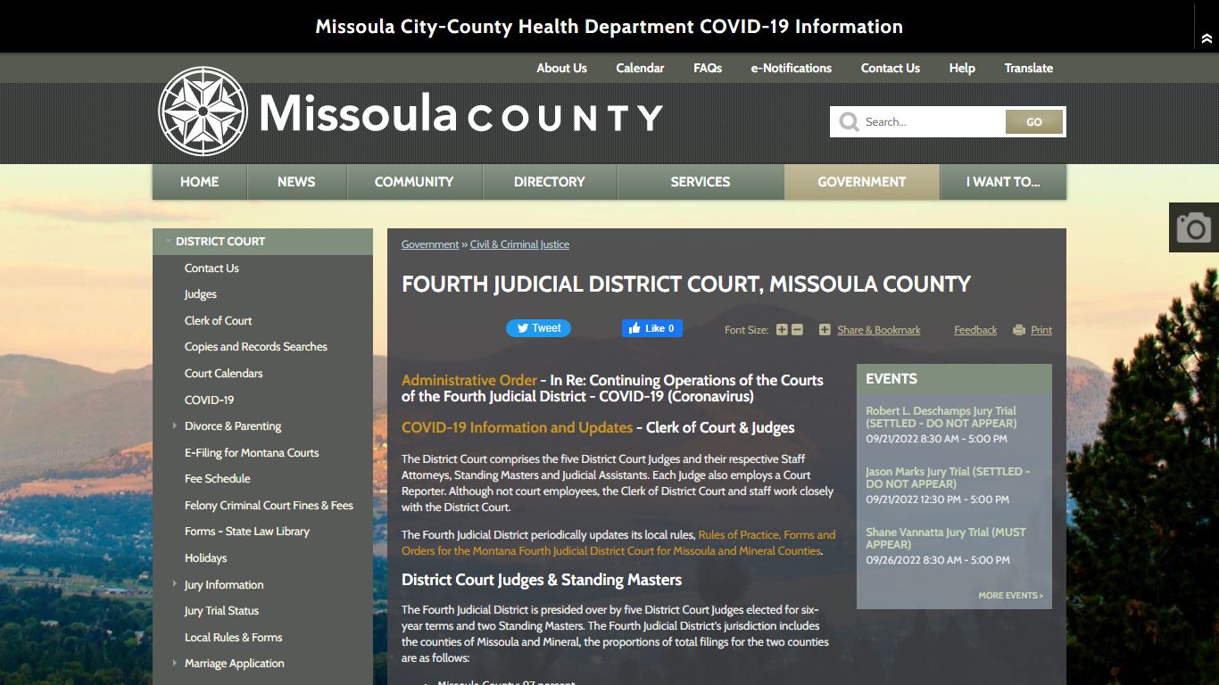 Fourth Judicial District Court, Missoula County | Missoula County, MT