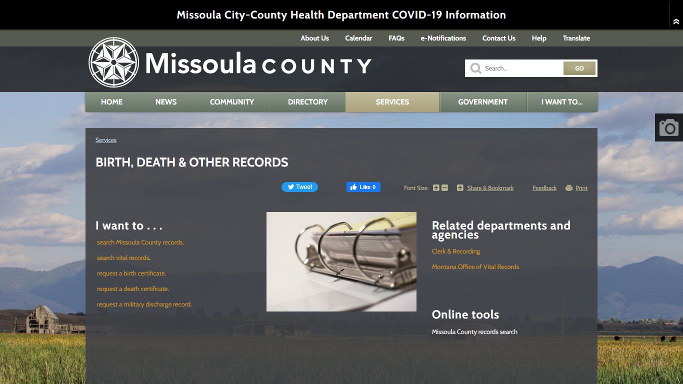 Birth, Death & Other Records | Missoula County, MT